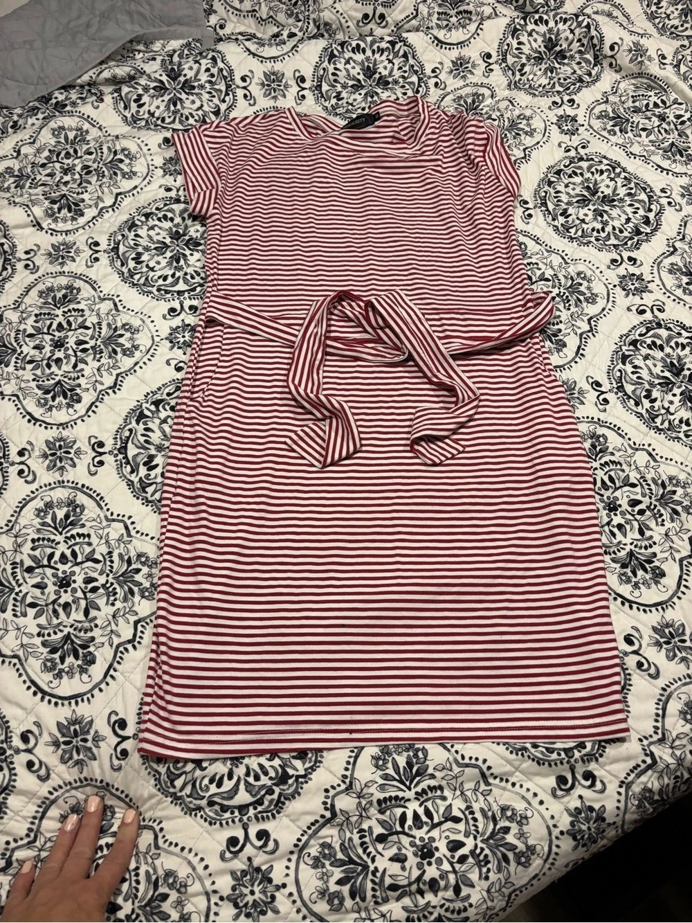 Meroketty Striped Mini Dress in Red & White Size Medium